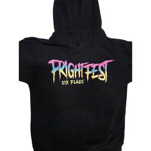 Six Flags Fright Fest Hoodie Black Small Cotton/Polyester Halloween Clown Graphi
